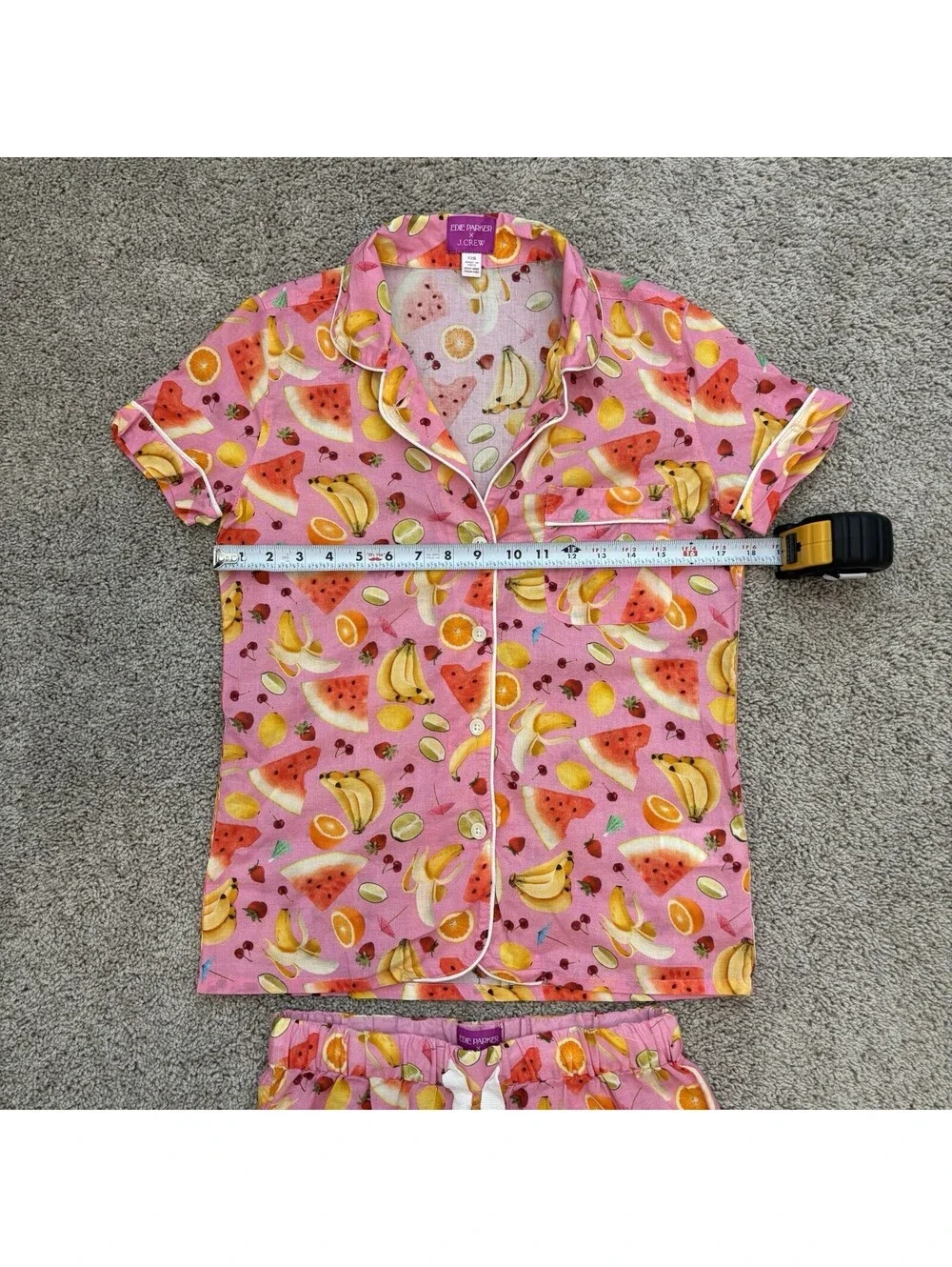 Edie Parker X J.Crew short-sleeve pajama set in fruit punch 100% cotton Size XXS